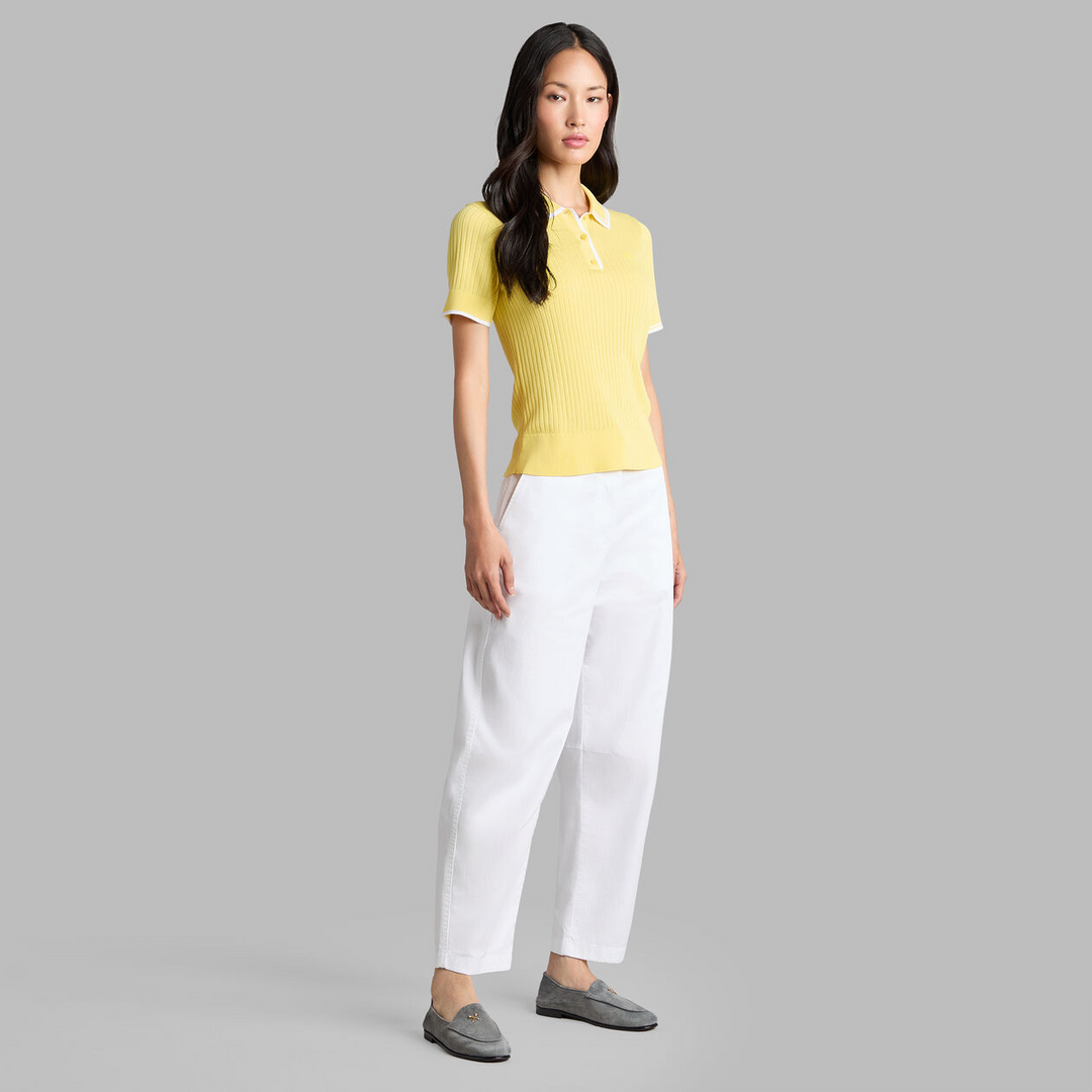 G/FORE WOMENS RIBBED KNIT SWEATER POLO - CANARY