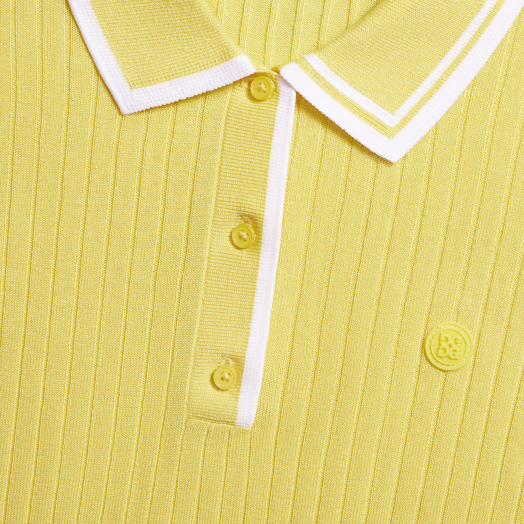 G/FORE WOMENS RIBBED KNIT SWEATER POLO - CANARY