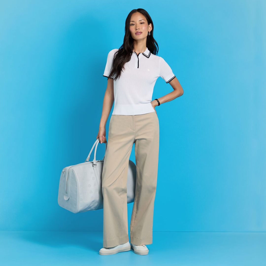 G/FORE WOMENS RIBBED KNIT SWEATER POLO - SNOW