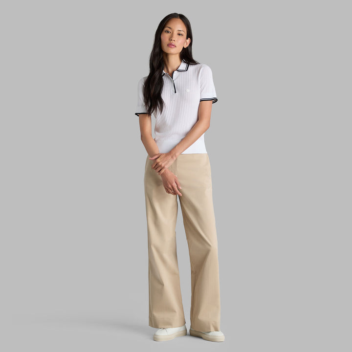 G/FORE WOMENS RIBBED KNIT SWEATER POLO - SNOW