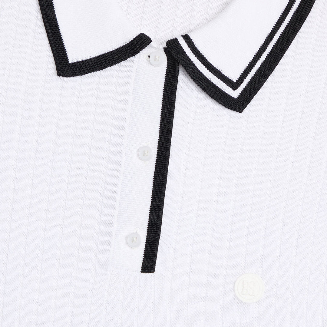 G/FORE WOMENS RIBBED KNIT SWEATER POLO - SNOW
