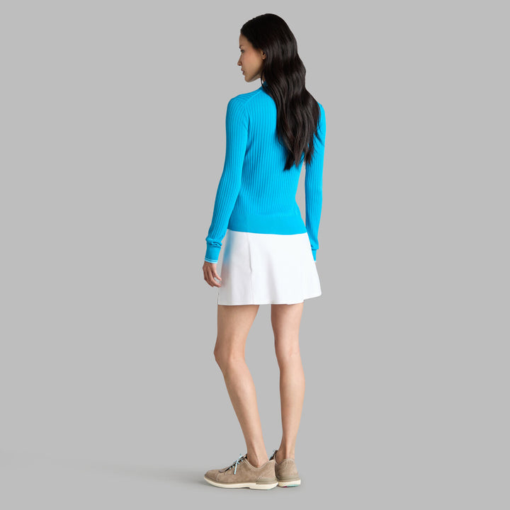 G/FORE WOMENS RIBBED KNIT LONG SLEEVE POLO SWEATER - VENETIAN