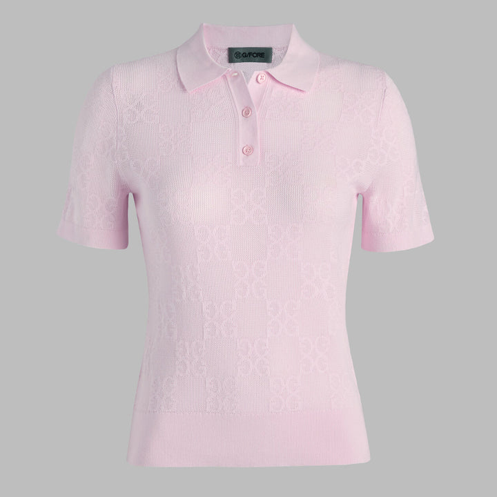 G/FORE WOMENS POINTELLE G SWEATER POLO - BLUSH