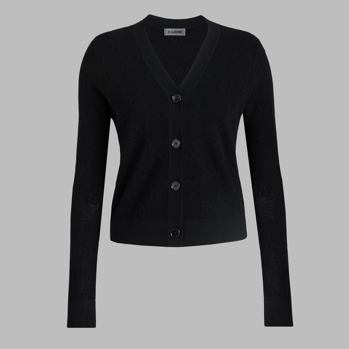G/FORE WOMENS POINTELLE G SWEATER CARDIGAN - ONYX
