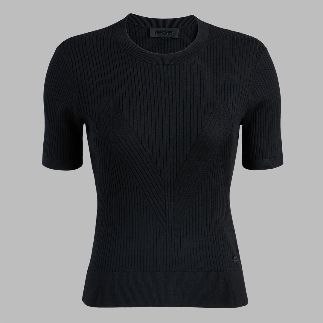 G/FORE WOMENS RIBBED SILK & COTTON SWEATER TEE - ONYX