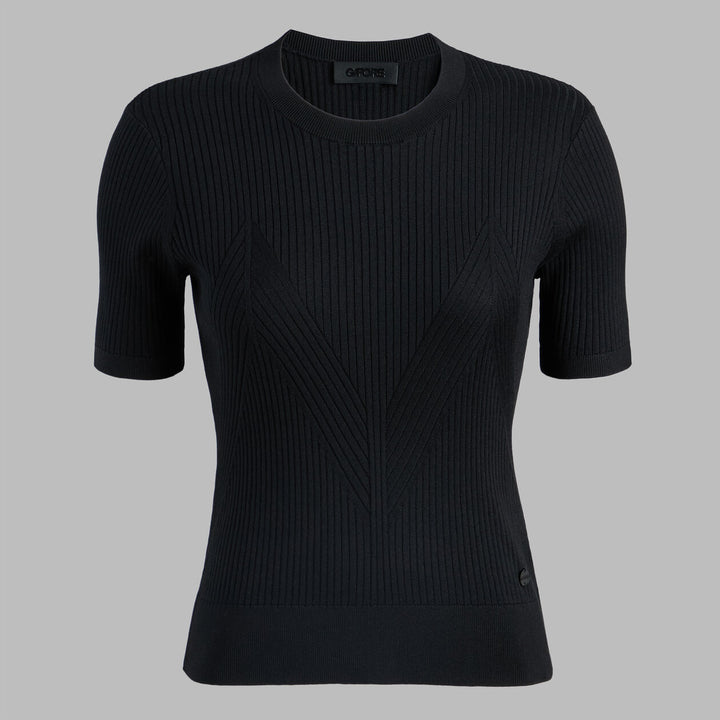 G/FORE WOMENS RIBBED SILK & COTTON SWEATER TEE - ONYX