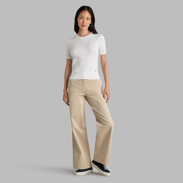 G/FORE WOMENS RIBBED SILK & COTTON SWEATER TEE - SNOW