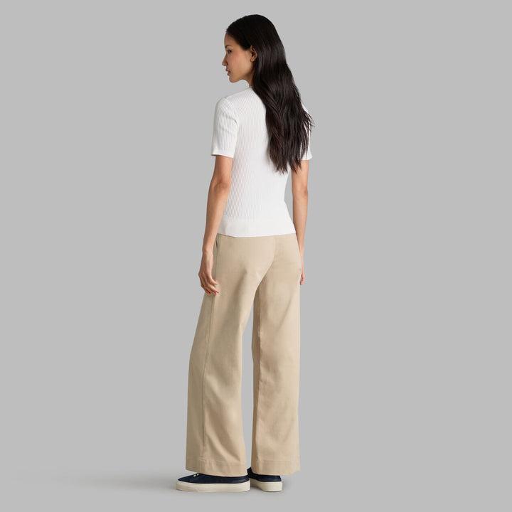 G/FORE WOMENS RIBBED SILK & COTTON SWEATER TEE - SNOW