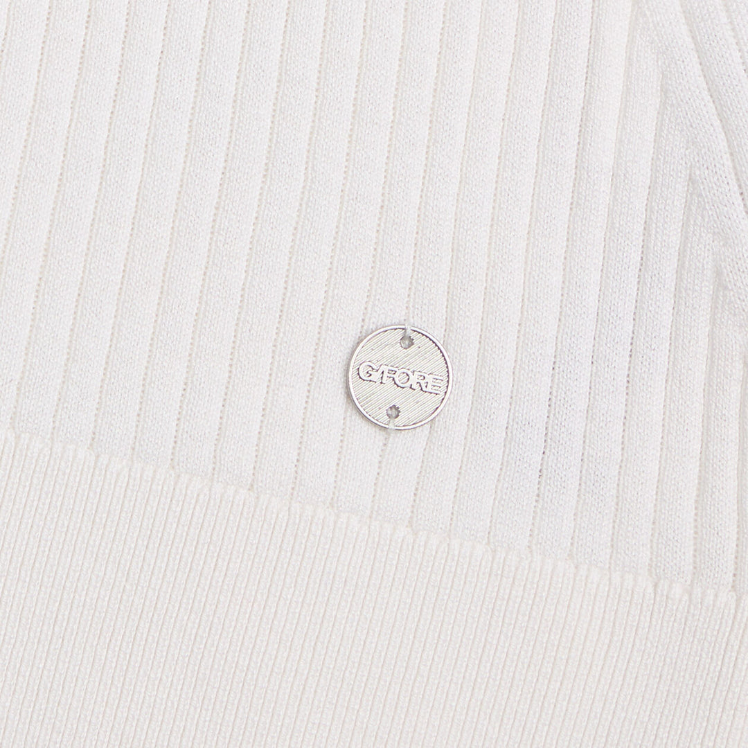 G/FORE WOMENS RIBBED SILK & COTTON SWEATER TEE - SNOW