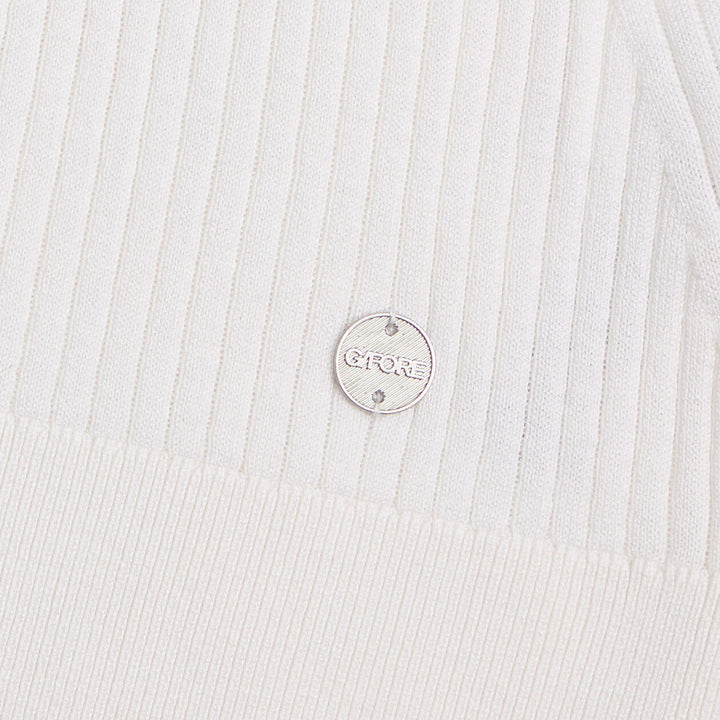G/FORE WOMENS RIBBED SILK & COTTON SWEATER TEE - SNOW