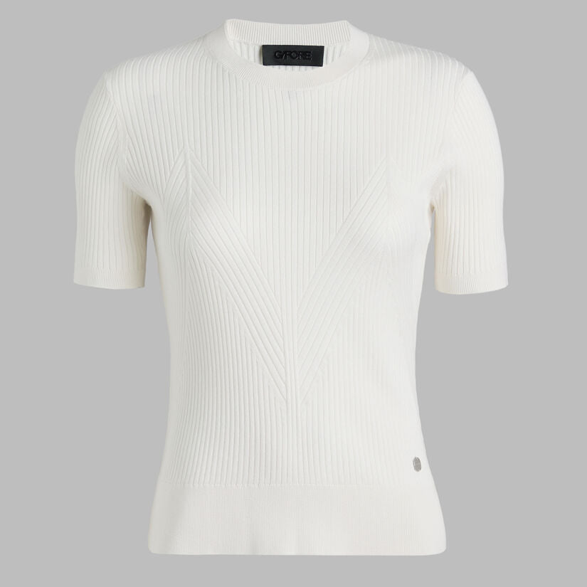 G/FORE WOMENS RIBBED SILK & COTTON SWEATER TEE - SNOW
