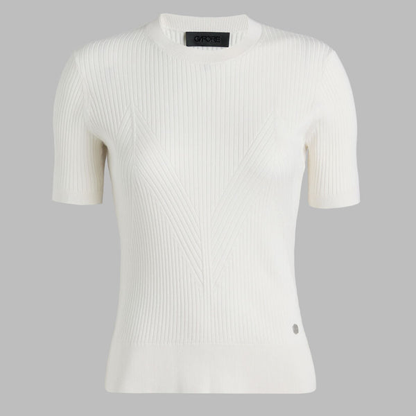 G/FORE WOMEN'S RIBBED SILK & COTTON SWEATER TEE - SNOW