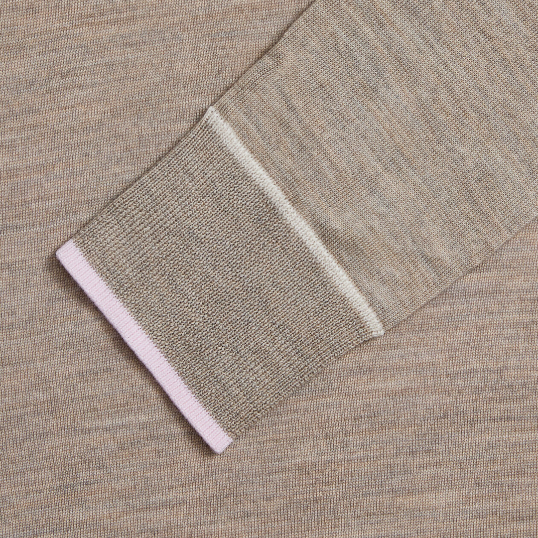 G/FORE WOMENS COLOUR BLOCK MERINO WOOL SWEATER - DUNE