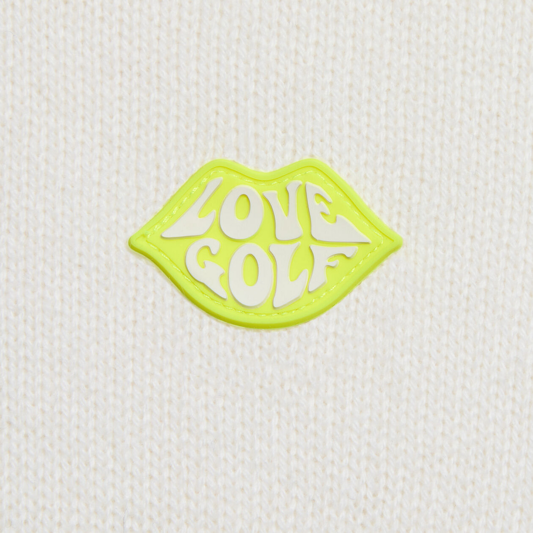 G/FORE WOMENS TIPPED CASHMERE CREWNECK SWEATER - CHALK WHITE