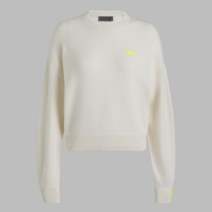 G/FORE WOMENS TIPPED CASHMERE CREWNECK SWEATER - CHALK WHITE