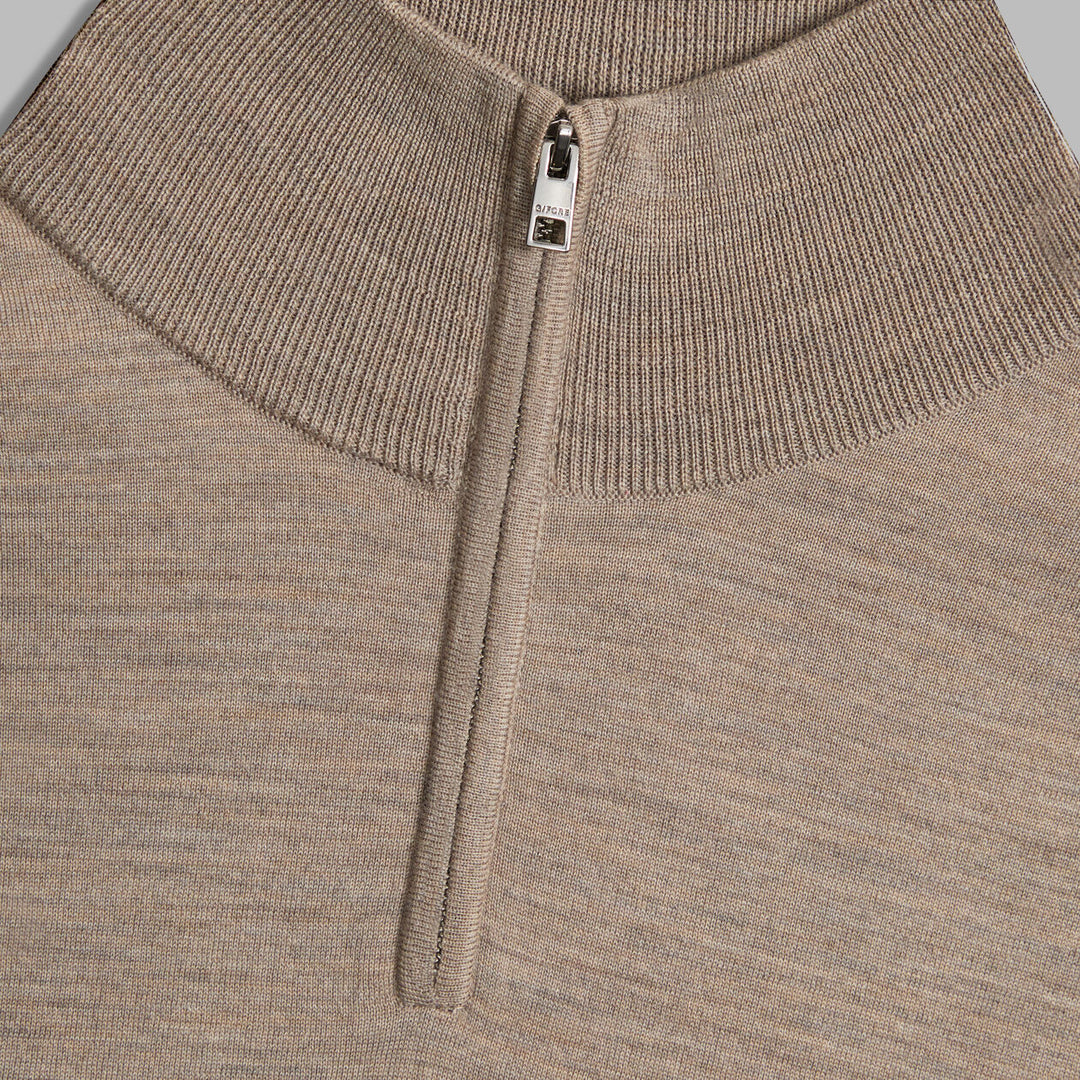 G/FORE WOMEN'S MERINO WOOL COTTON PLAITED 1/4 ZIP SWEATER - DUNE MELANGE