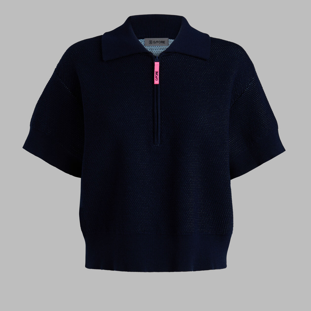 G/FORE WOMEN'S 1/4 ZIP SHORT SLEEVE SWEATER POLO - TWILIGHT