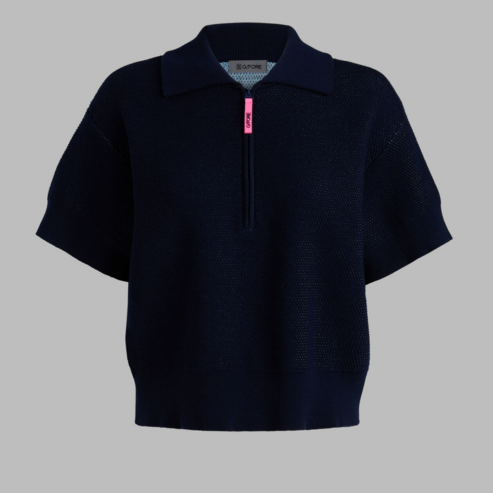 G/FORE WOMEN'S 1/4 ZIP SHORT SLEEVE SWEATER POLO - TWILIGHT