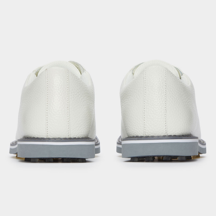 G/FORE MEN'S GALLIVANTER PEBBLE LEATHER GOLF SHOE - SNOW / MONUMENT