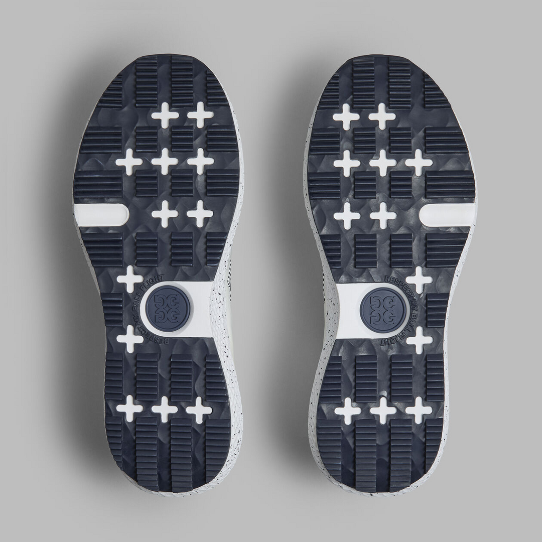 G/FORE MEN'S MG4X2 KNIT SPECKS & STRIPES HYBRID GOLF CROSS TRAINER - SNOW / TWILIGHT