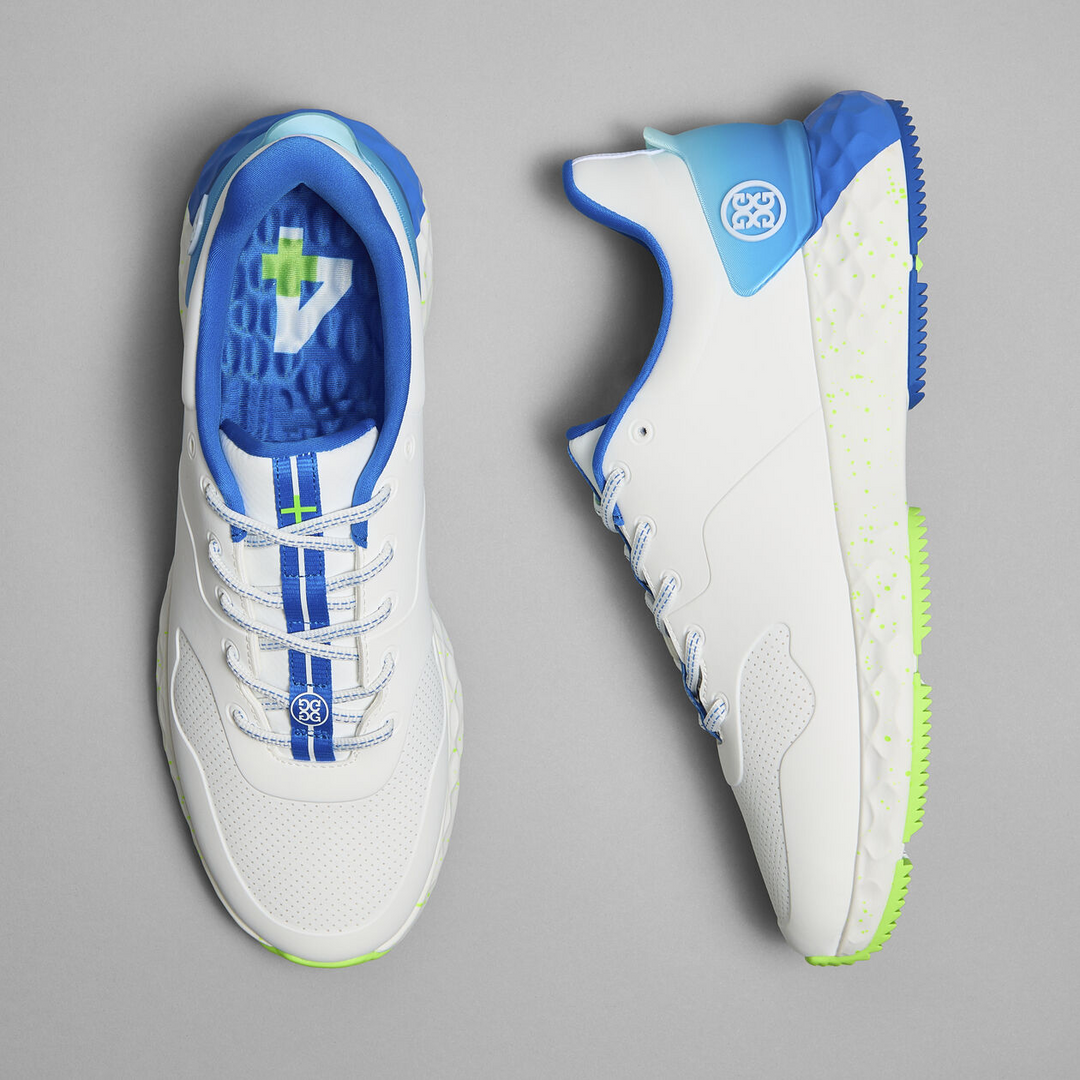 G/FORE MEN'S MMG4+ STIPPLED GOLF SHOE - SNOW / ACID LIME