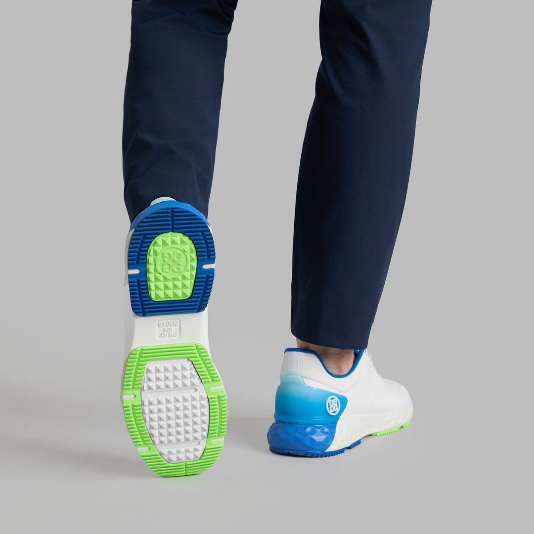 G/FORE MEN'S MMG4+ STIPPLED GOLF SHOE - SNOW / ACID LIME