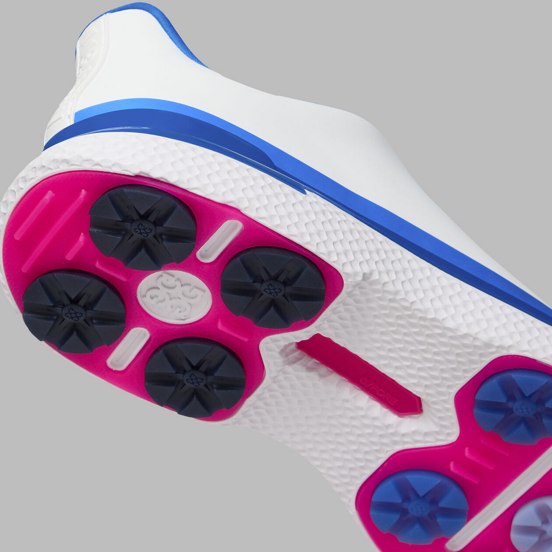 G/FORE MEN'S GALLIVAN2R TUXEDO STRIPE GOLF SHOE - SNOW / LISBON