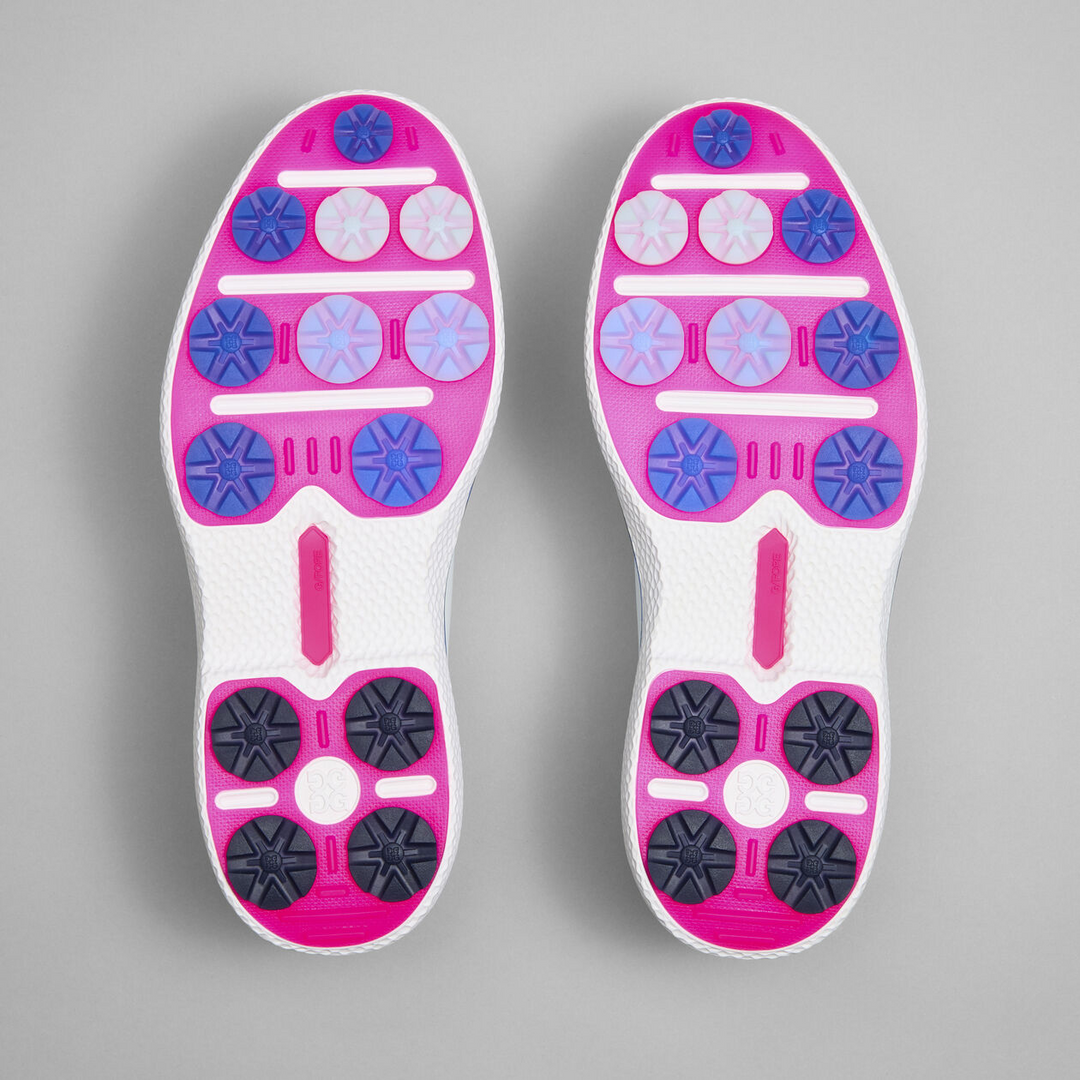 G/FORE MEN'S GALLIVAN2R TUXEDO STRIPE GOLF SHOE - SNOW / LISBON