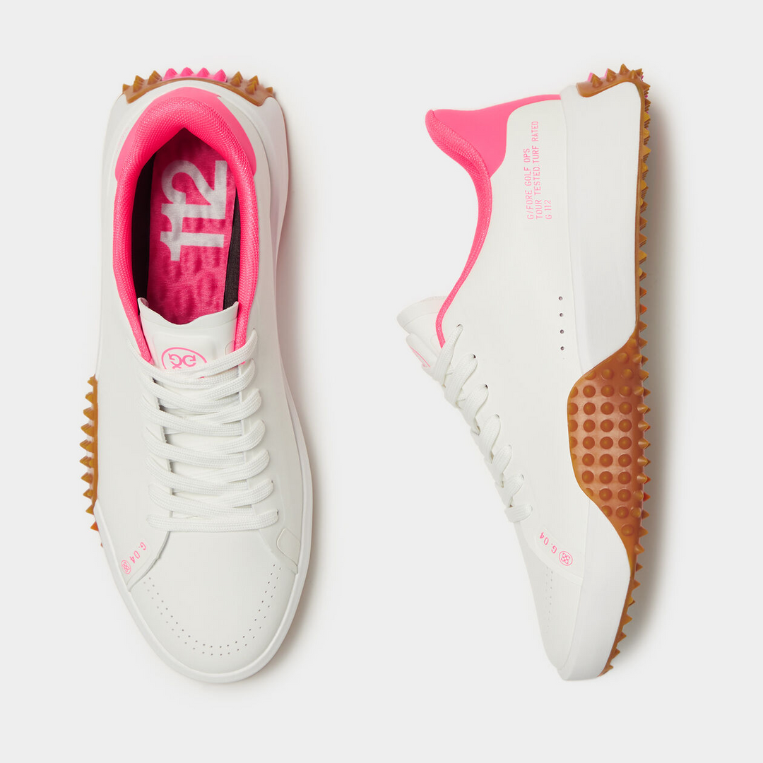 G/FORE MEN'S G.112 GOLF SHOE -SNOW / KNOCKOUT PINK | Golf Anything G/FORE MEN'S G.112 GOLF SHOE -SNOW / KNOCKOUT PINK | Golf Anything