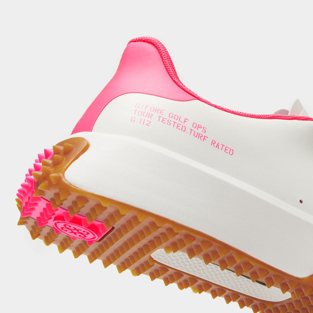 G/FORE MEN'S G.112 GOLF SHOE -SNOW / KNOCKOUT PINK | Golf Anything G/FORE MEN'S G.112 GOLF SHOE -SNOW / KNOCKOUT PINK | Golf Anything