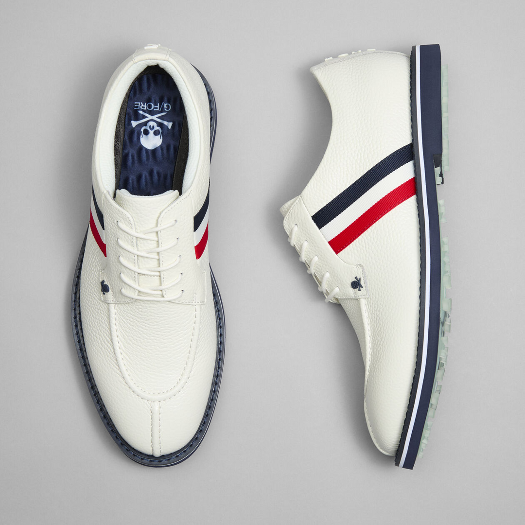 G/FORE MEN'S GALLIVANTER SPLIT TOE GROSGRAIN LEATHER GOLF SHOE - SNOW