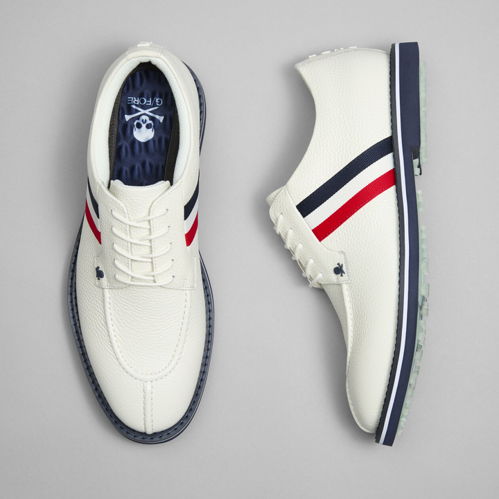 G/FORE MEN'S GALLIVANTER SPLIT TOE GROSGRAIN LEATHER GOLF SHOE - SNOW