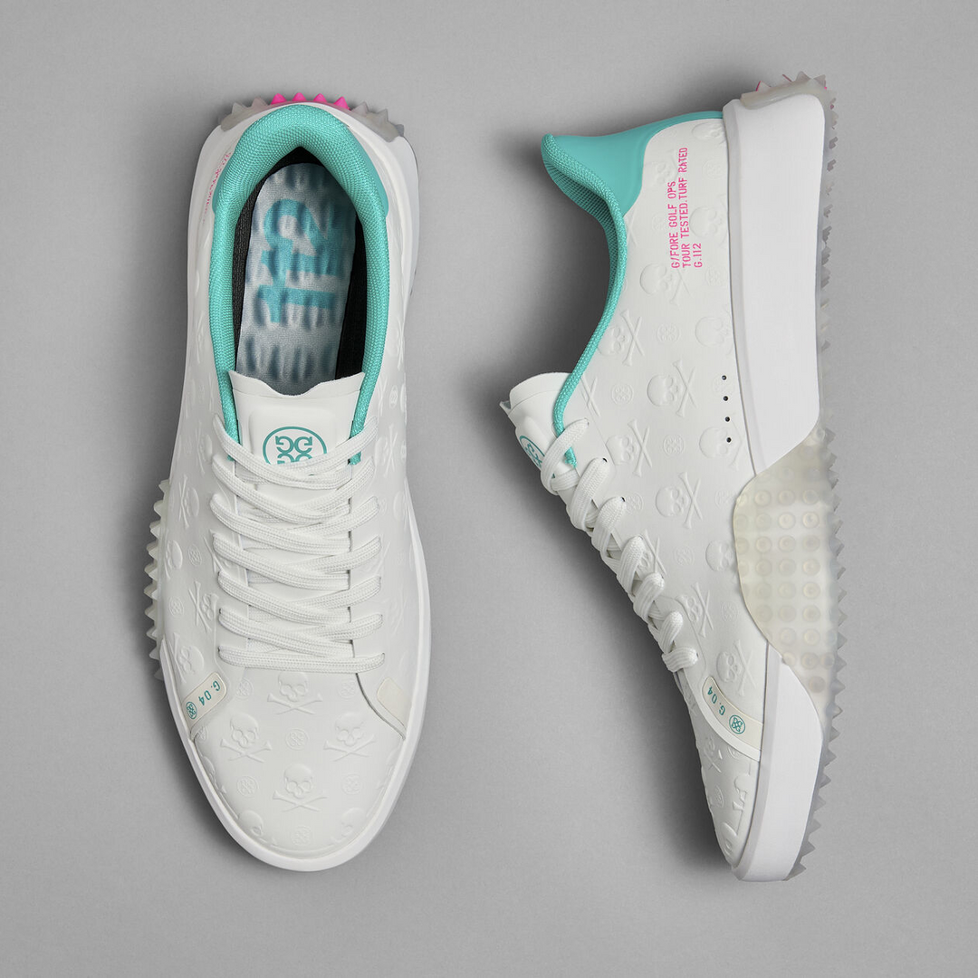 G/FORE MEN'S  G.112 EMBOSSED SKULL & TEES GOLF SHOE - SNOW / SIREN