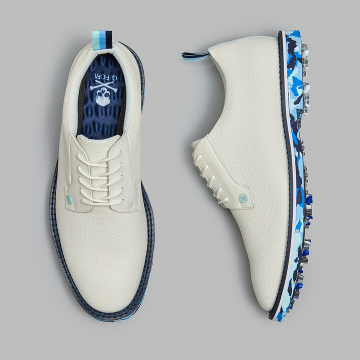 G/FORE MEN'S MEN'S GALLIVANTER G/LOCK LEATHER CAMO SOLE GOLF SHOE - SNOW