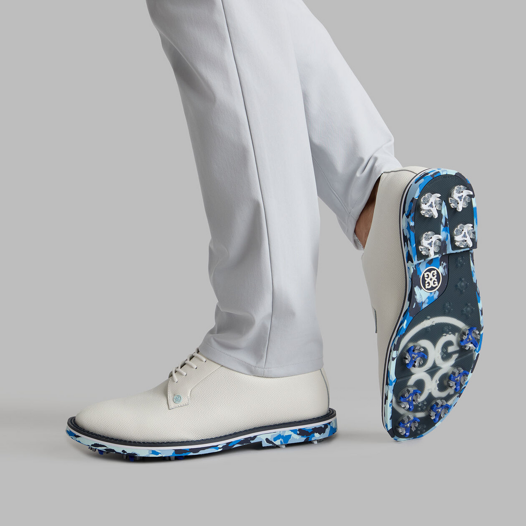 G/FORE MEN'S MEN'S GALLIVANTER G/LOCK LEATHER CAMO SOLE GOLF SHOE - SNOW