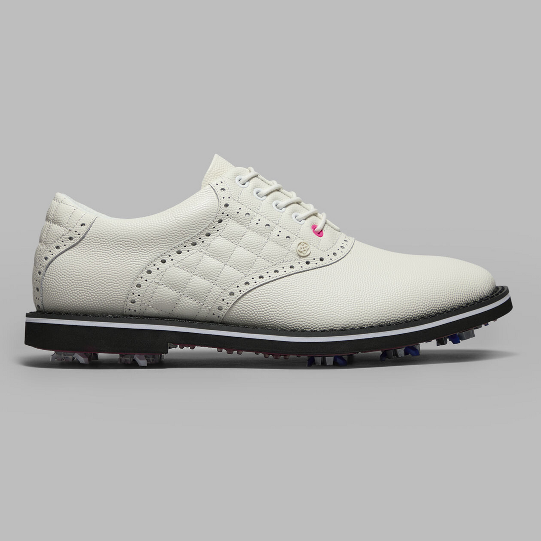 G/FORE MEN'S GALLIVANTER G/LOCK LEATHER SADDLE GOLF SHOE - SNOW