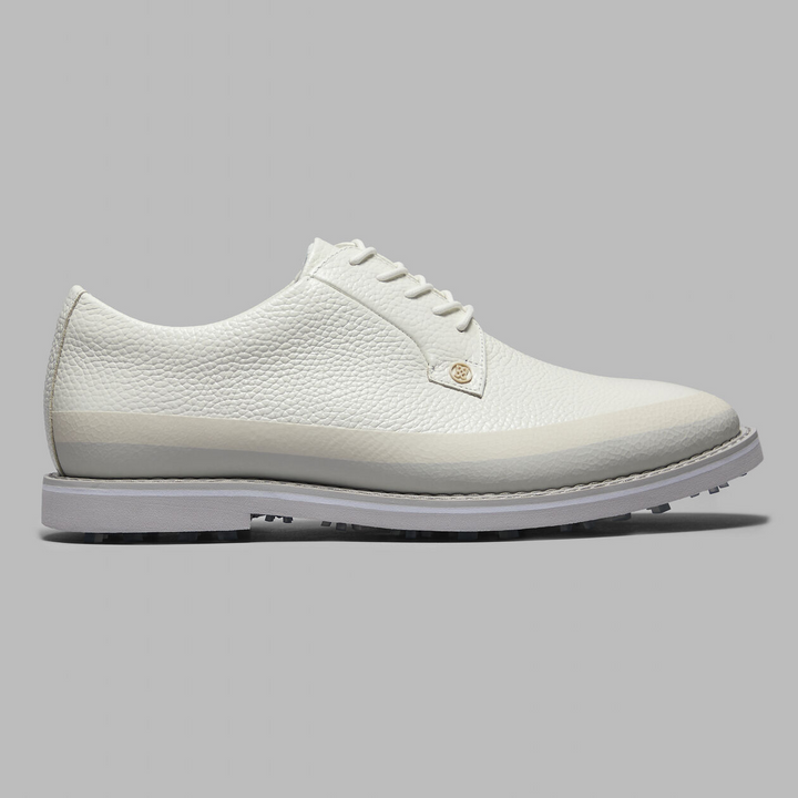 G/FORE MEN'S GALLIVANTER TUXEDO STRIPE LEATHER GOLF SHOE - SNOW NIMBUS