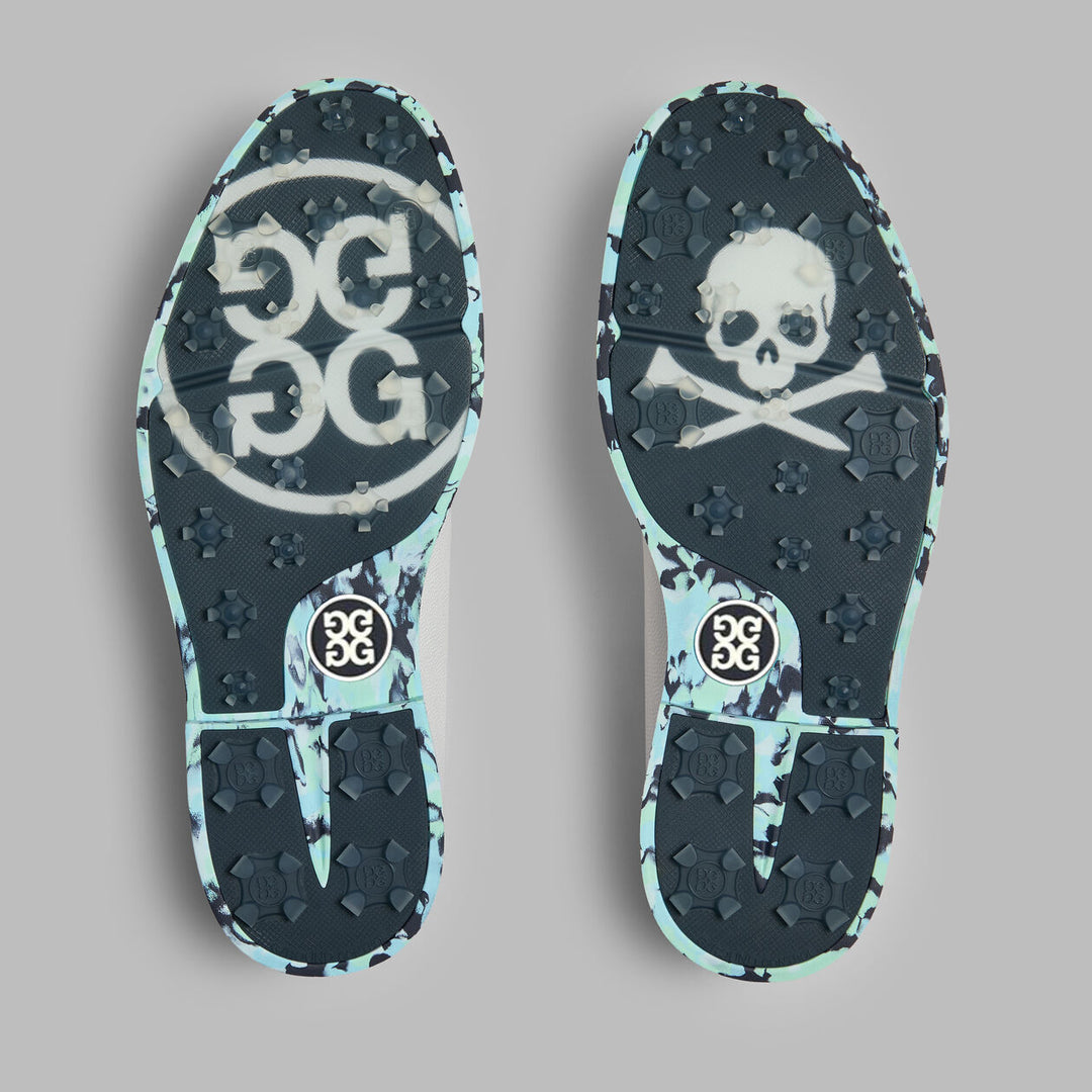 G/FORE MEN'S GALLIVANTER CAMO SOLE LEATHER GOLF SHOE - SNOW / CENOTE