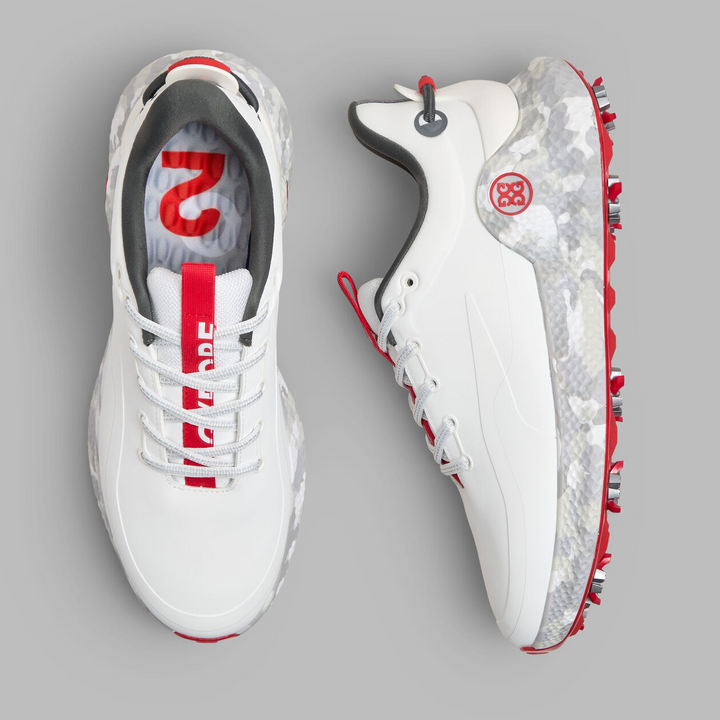 G/FORE MEN'S MEN'S MG4+ O2 G/LOCK CAMO MID SOLE GOLF SHOE - SNOW / CHARCOAL