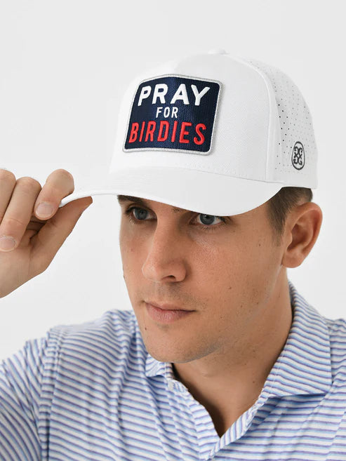 G/FORE MEN'S PRAY FOR BIRDIES STRETCH TWILL SNAPBACK HAT - SNOW