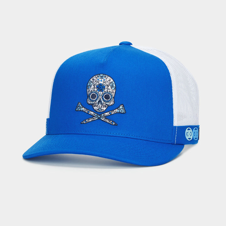 G/FORE MENS SUGAR SKULL & TEES COTTON TWILL TRUCKER HAT - RACER