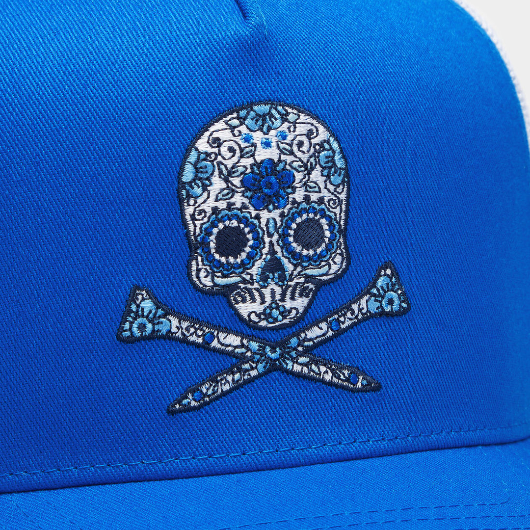 G/FORE MENS SUGAR SKULL & TEES COTTON TWILL TRUCKER HAT - RACER