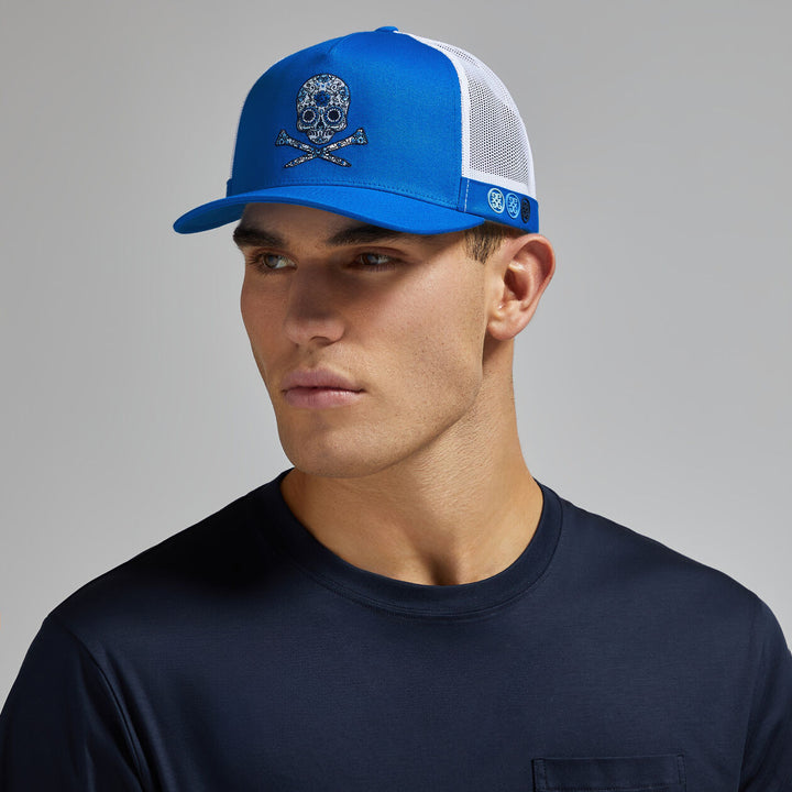 G/FORE MENS SUGAR SKULL & TEES COTTON TWILL TRUCKER HAT - RACER