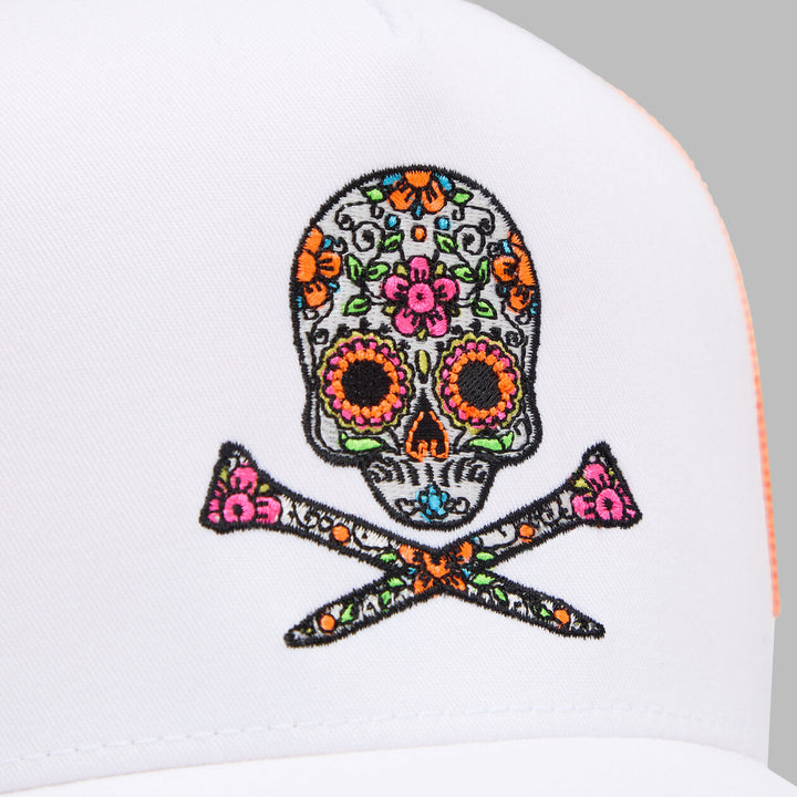 G/FORE MEN'S FLORAL SKULL & TEES TRUCKER HAT - SNOW