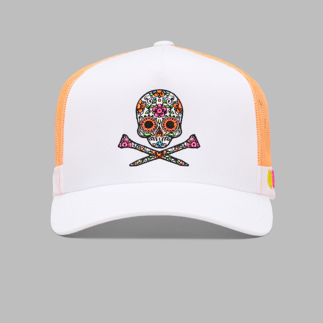 G/FORE MEN'S FLORAL SKULL & TEES TRUCKER HAT - SNOW