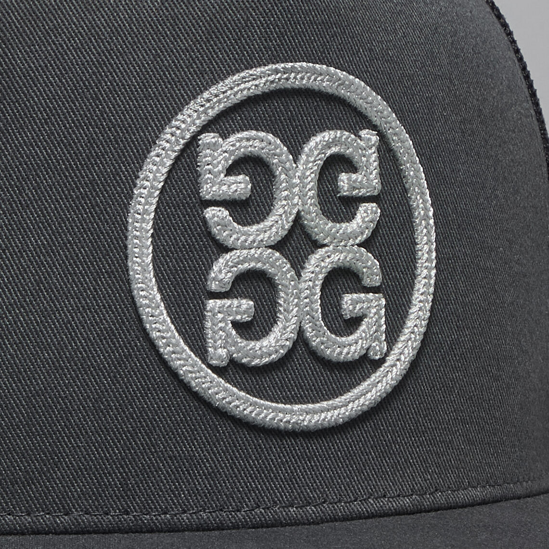 G/FORE MENS SOUTACHE KNIT INTERLOCK TALL TRUCKER HAT - CHARCOAL