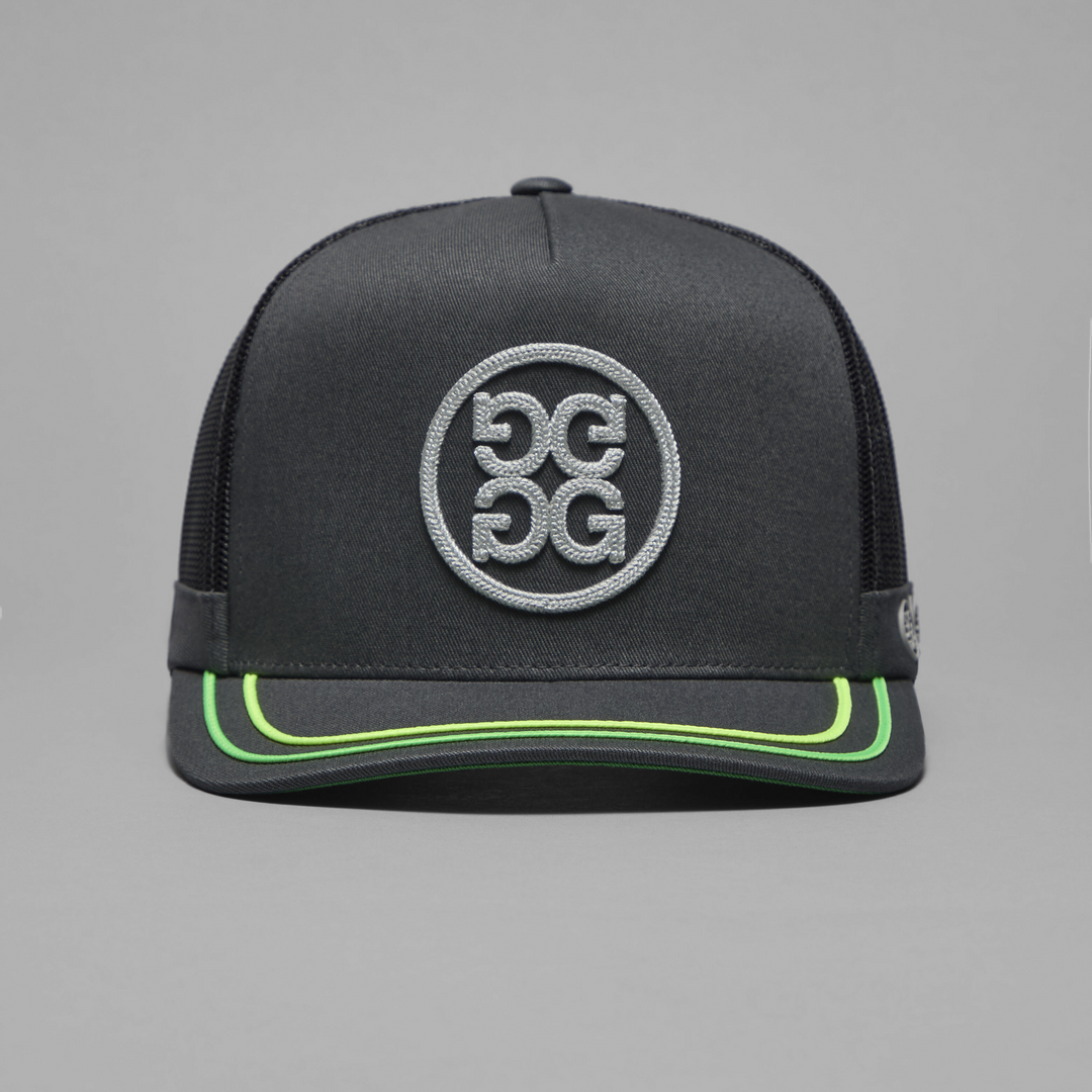 G/FORE MENS SOUTACHE KNIT INTERLOCK TALL TRUCKER HAT - CHARCOAL