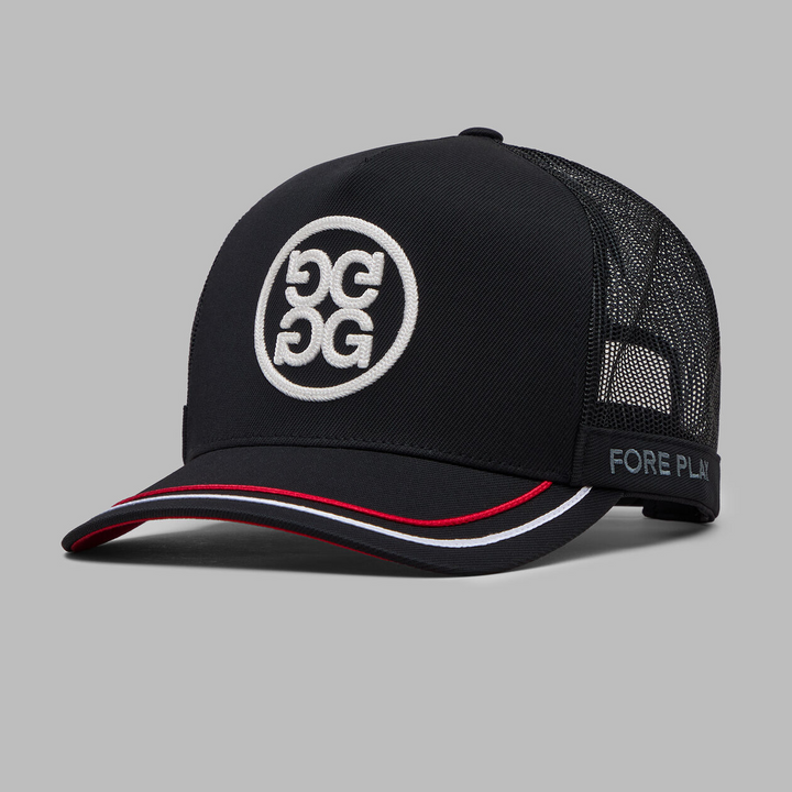 G/FORE MENS SOUTACHE KNIT INTERLOCK TALL TRUCKER HAT -ONYX