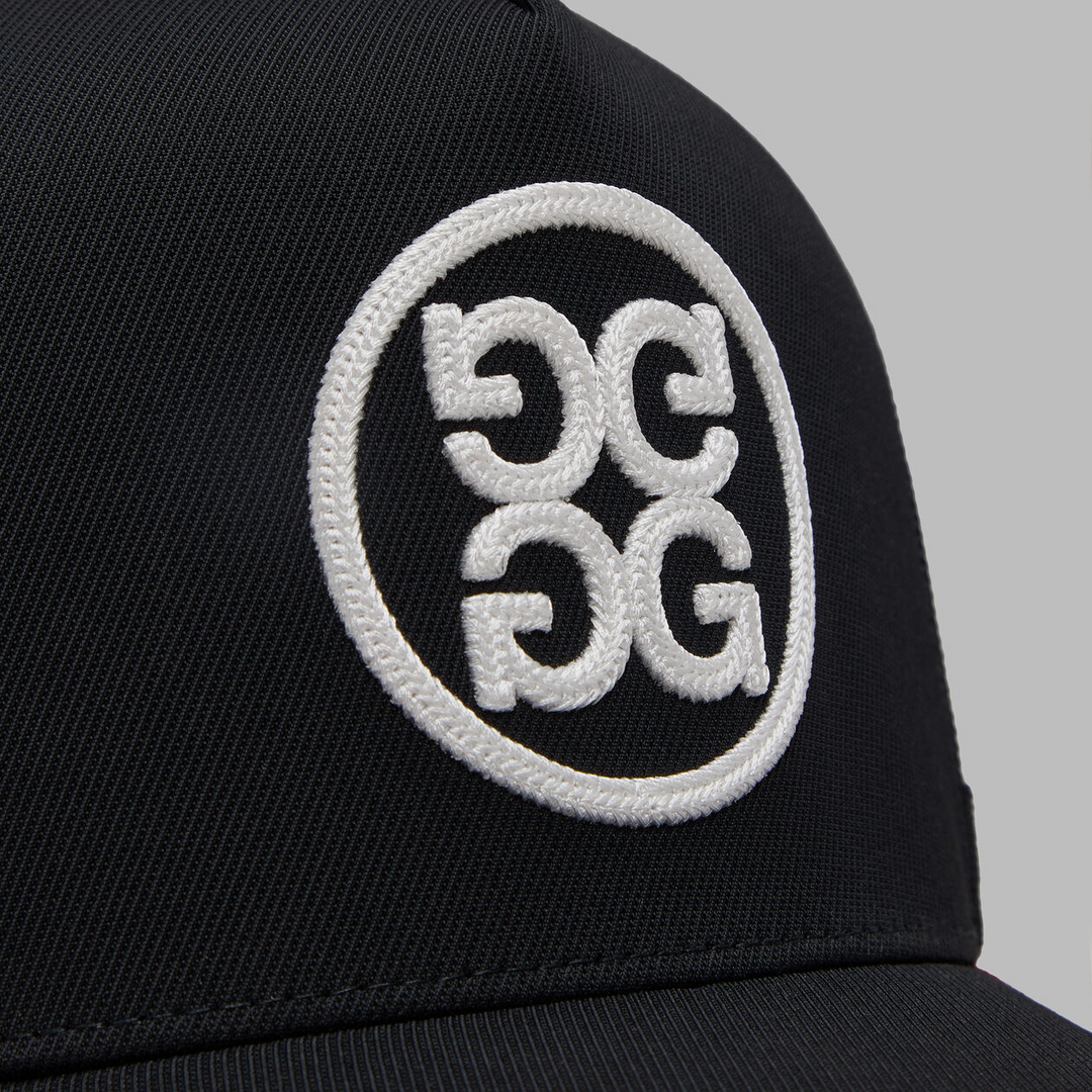 G/FORE MENS SOUTACHE KNIT INTERLOCK TALL TRUCKER HAT -ONYX
