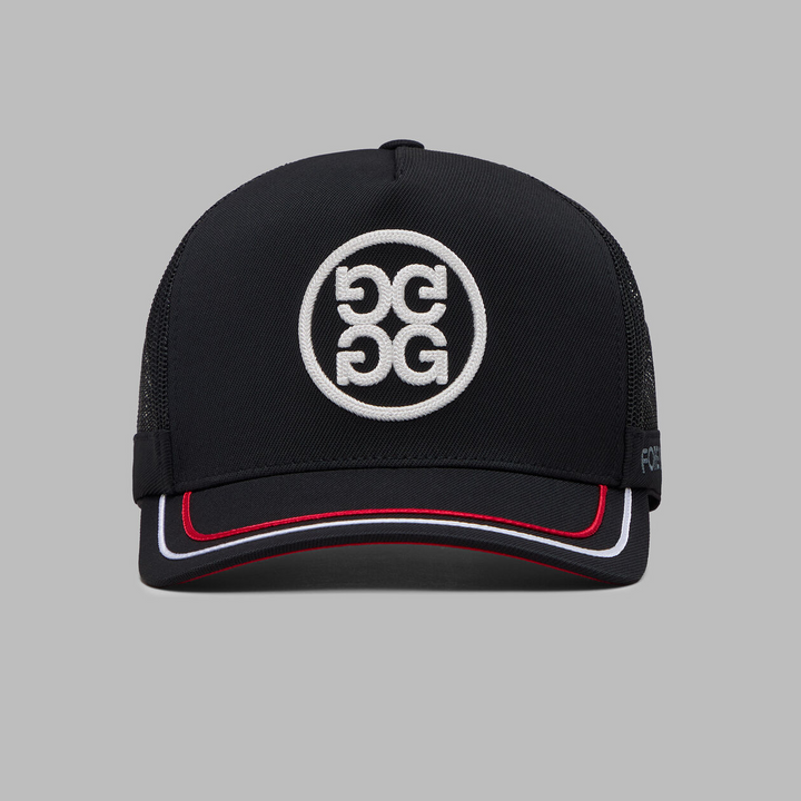 G/FORE MENS SOUTACHE KNIT INTERLOCK TALL TRUCKER HAT -ONYX